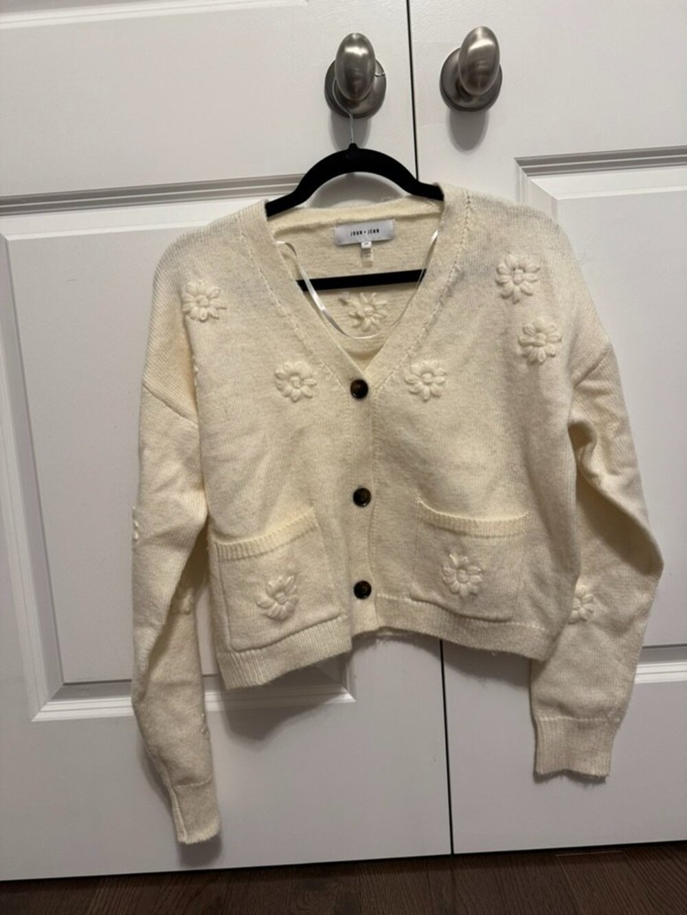 John and Jenn Flower Decal Cardigan